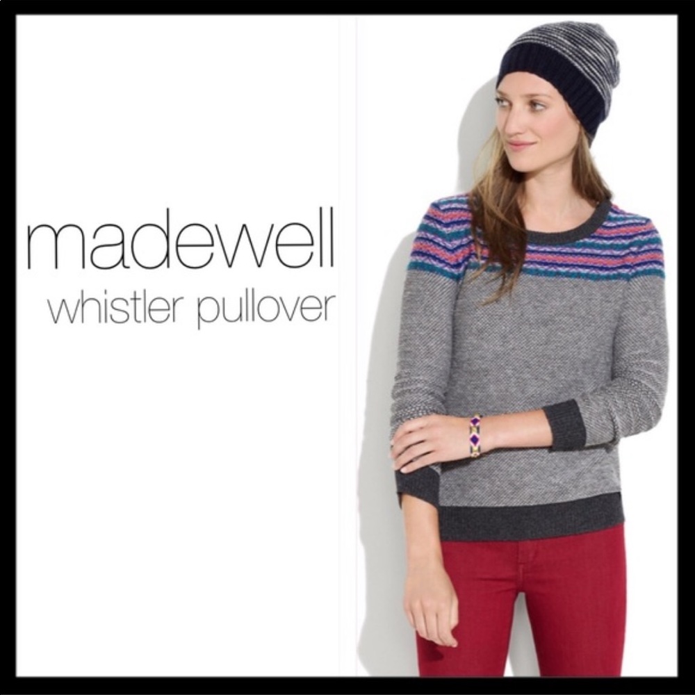 Madewell Wallace Whistler Fairisle Cotton Woll Crewneck Earthtone Sweater